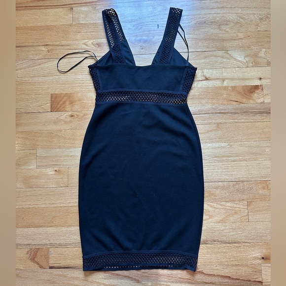 Topshop Black Mesh Cutout Bodycon Black Mini Dress - Picture 4 of 5